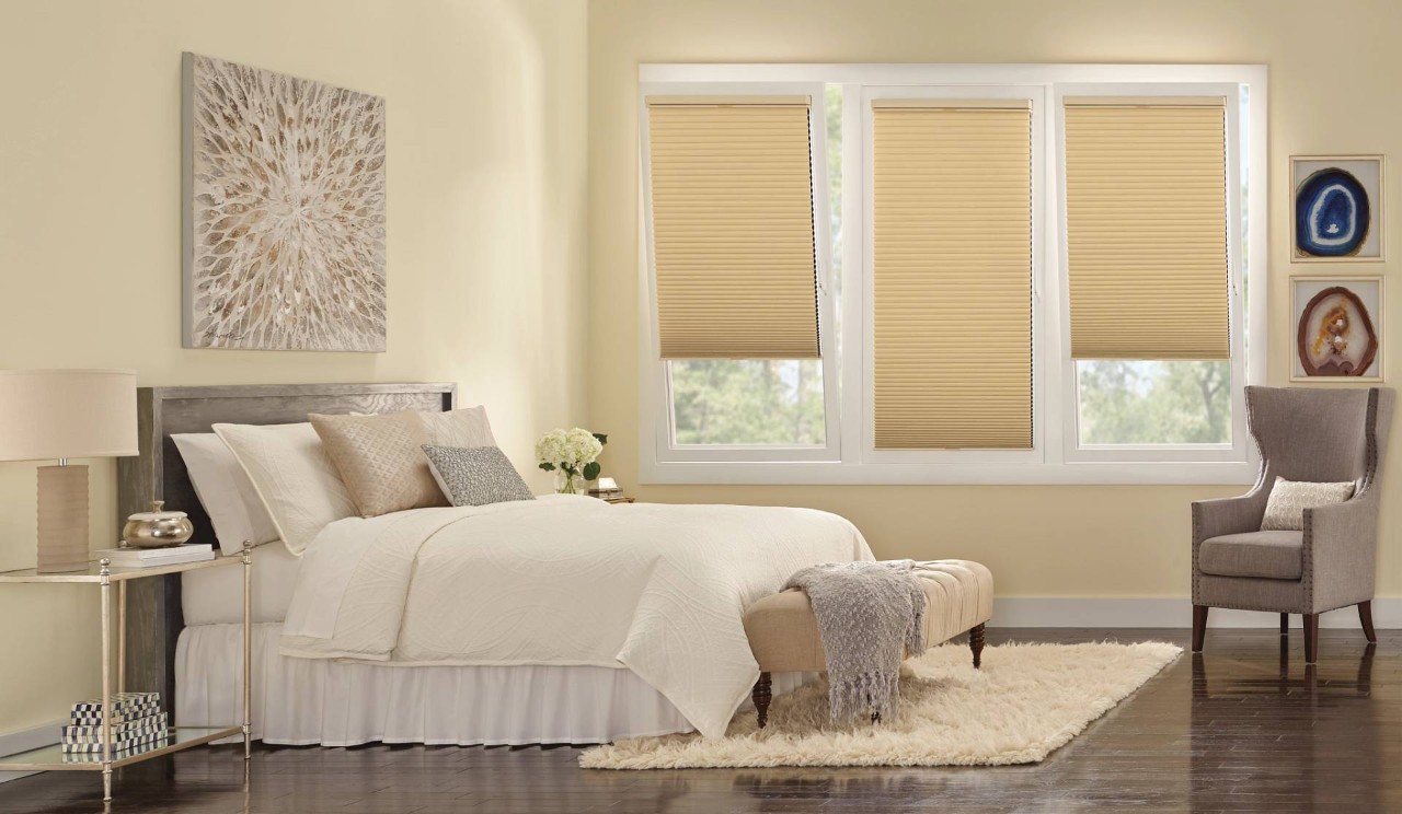 Duette® Cellular Shades in a bedroom near Brunswick, GA