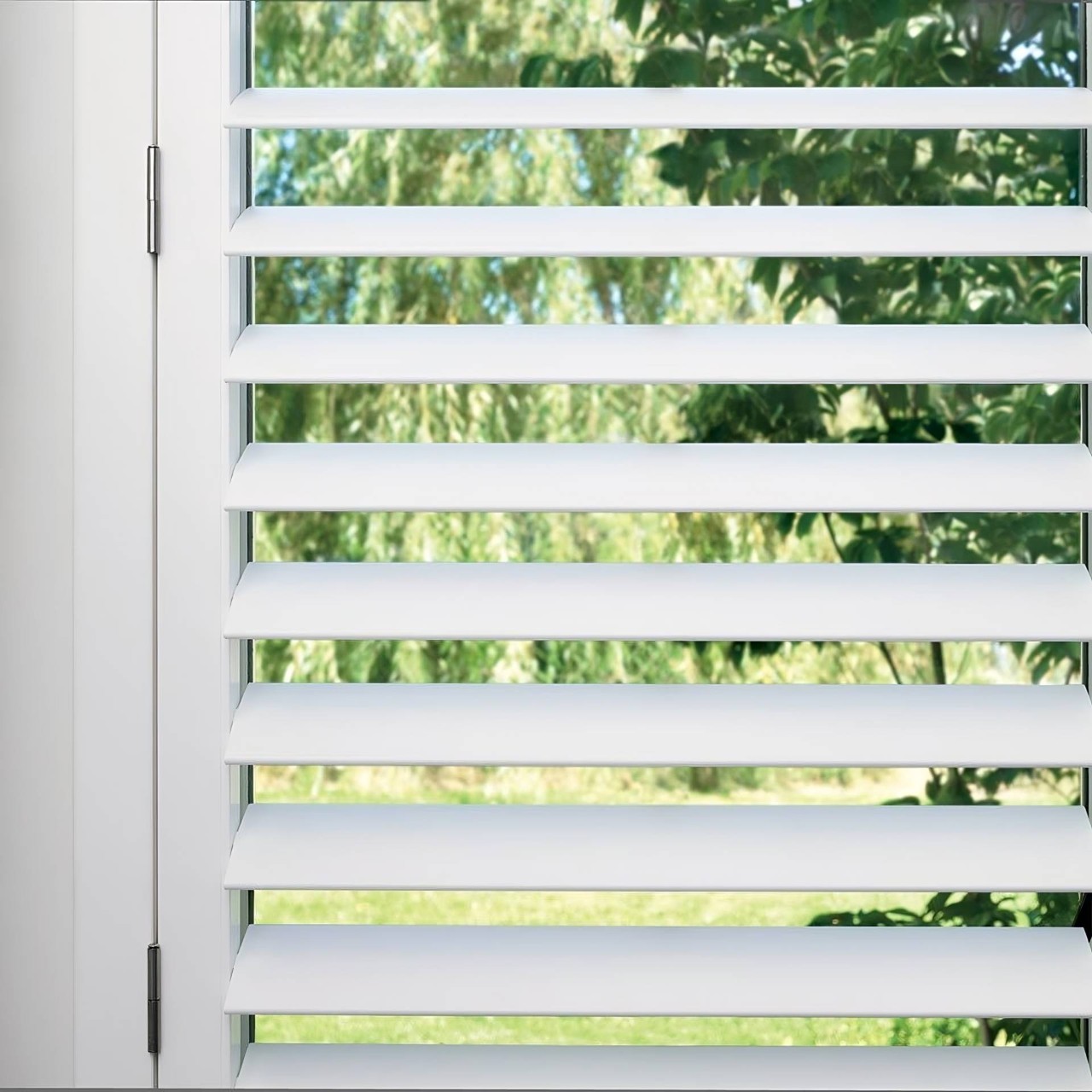 White Window Shutters, Hunter Douglas Palm Beach™ Polysatin™ Vinyl Shutters near Brunswick, Georgia (GA)